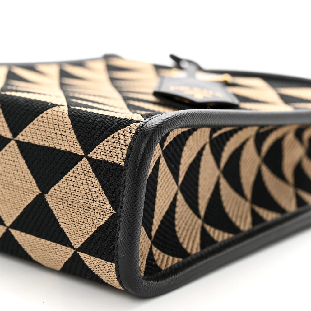 Lushentic Grade Replica Micro Triangolo Tote - Black Jacquard Gold - Image 5