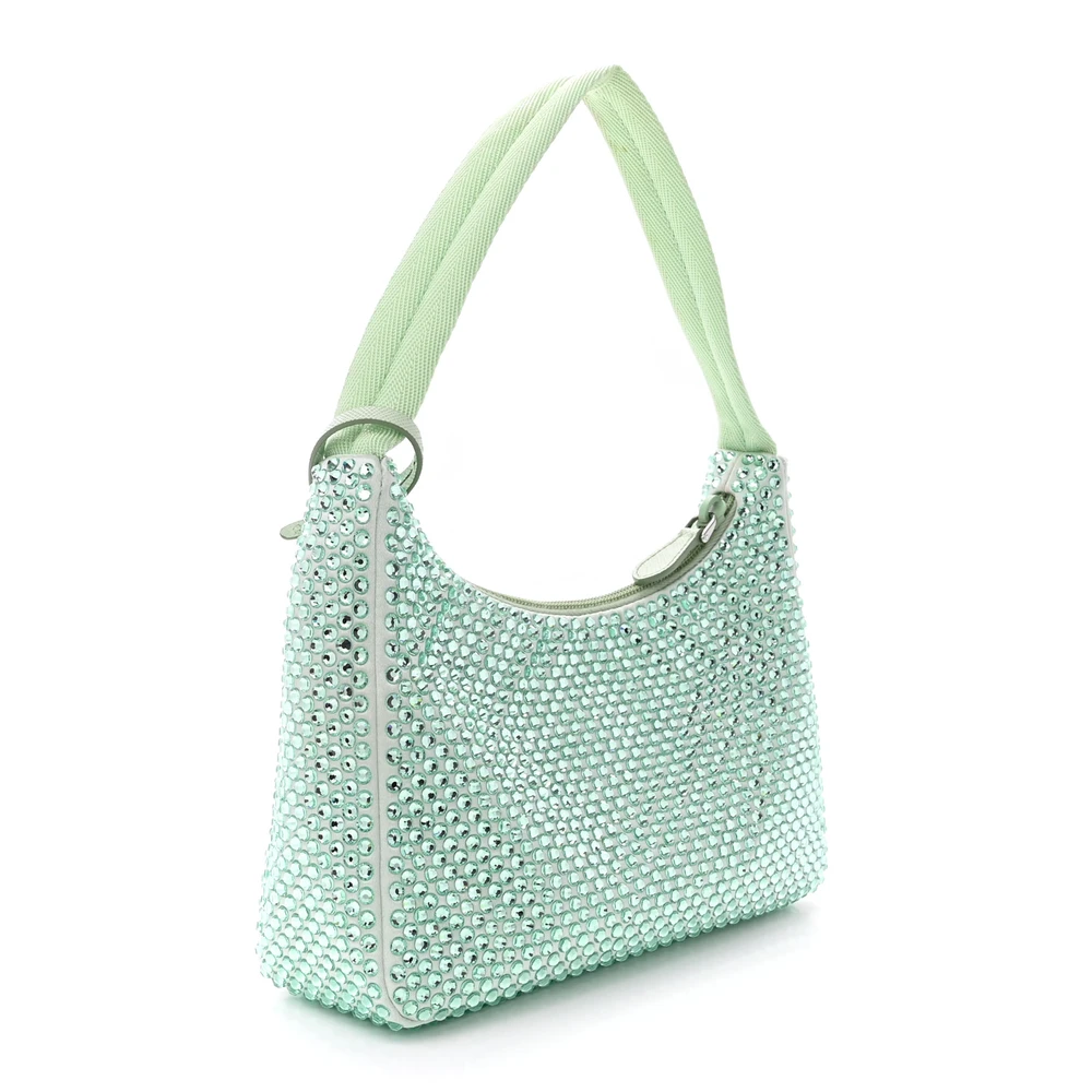 Lushentic Replicas Mini Re-Edition 2000 Bag Acqua Satin Crystal Silver - Image 3