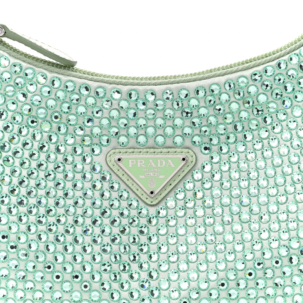 Lushentic Replicas Mini Re-Edition 2000 Bag Acqua Satin Crystal Silver - Image 8