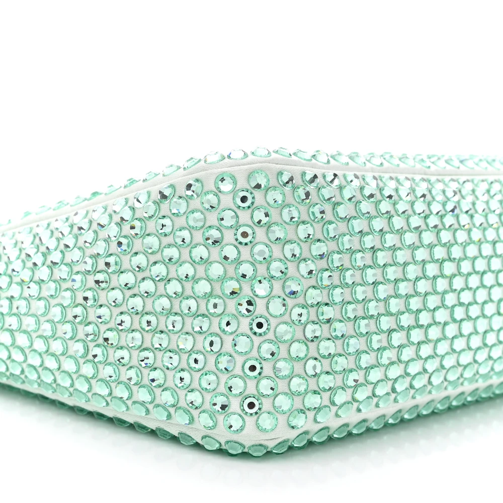 Lushentic Replicas Mini Re-Edition 2000 Bag Acqua Satin Crystal Silver - Image 4