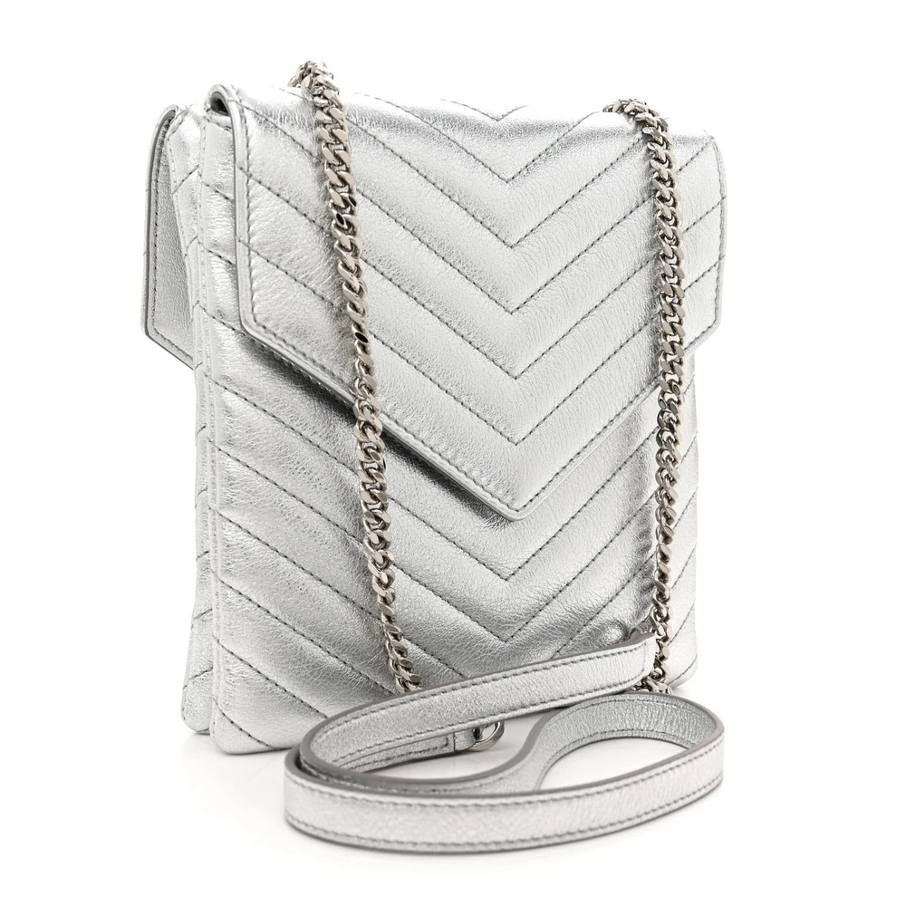 Lushentic Medium Double Flap Bag in Quilted Metallic Lambskin Leather - Image 3
