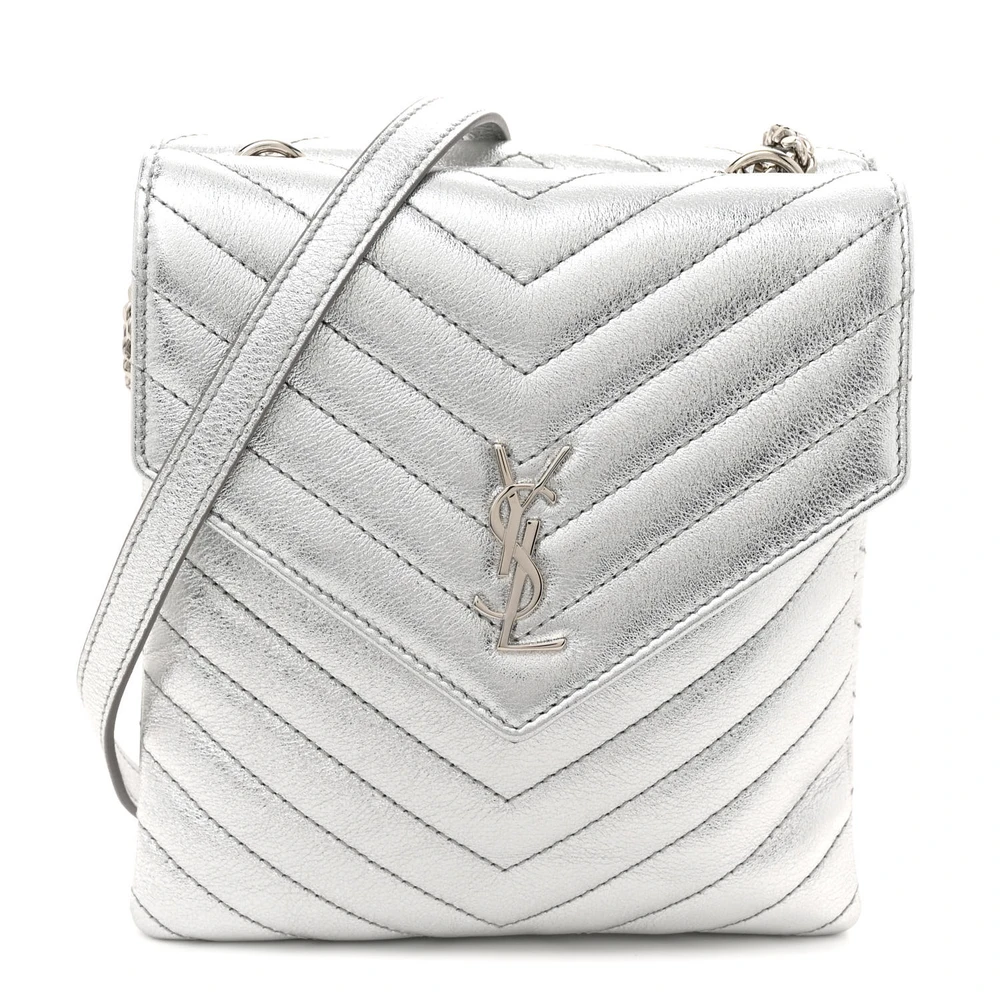 Lushentic Medium Double Flap Bag in Quilted Metallic Lambskin Leather
