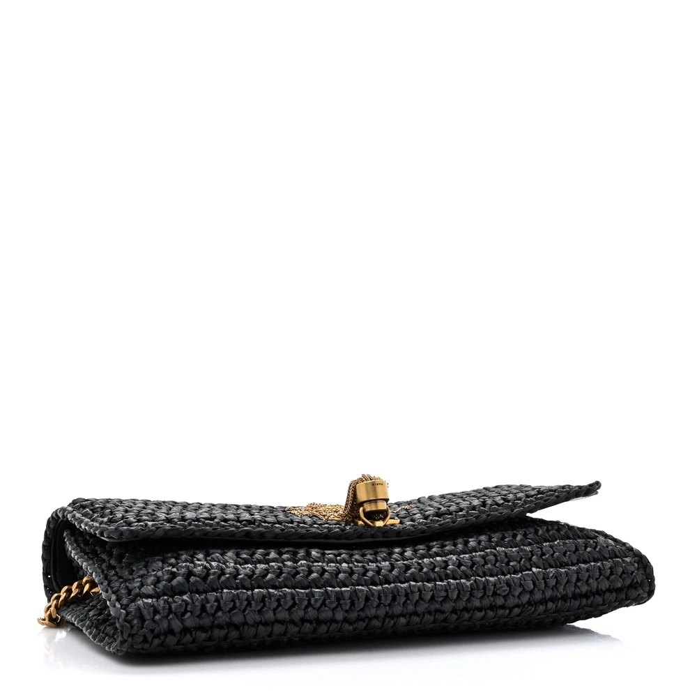 Lushentic Quality Bags - Medium Kate 99 Tassel Monogram Raffia Black Gold Hardware - Image 6