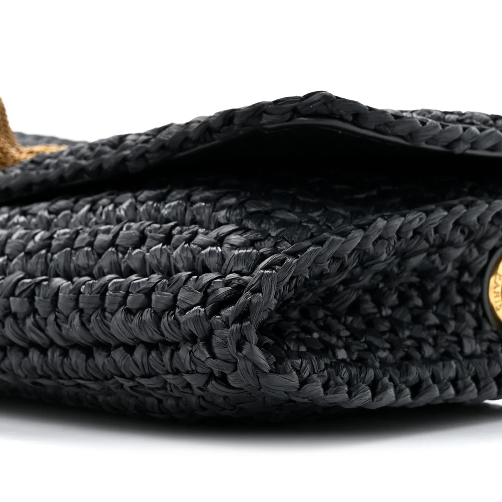 Lushentic Quality Bags - Medium Kate 99 Tassel Monogram Raffia Black Gold Hardware - Image 5