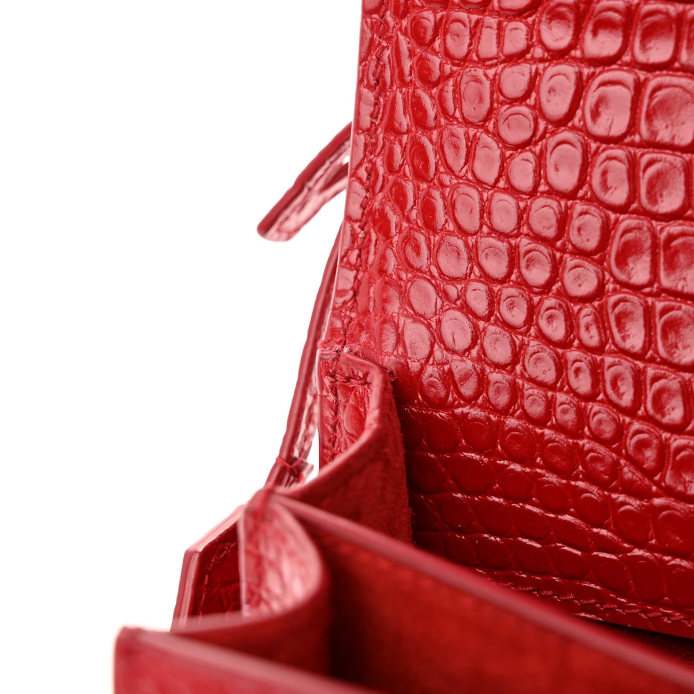 Lushentic Medium Sunset Bag - Rouge Eros Crocodile Leather - Image 12