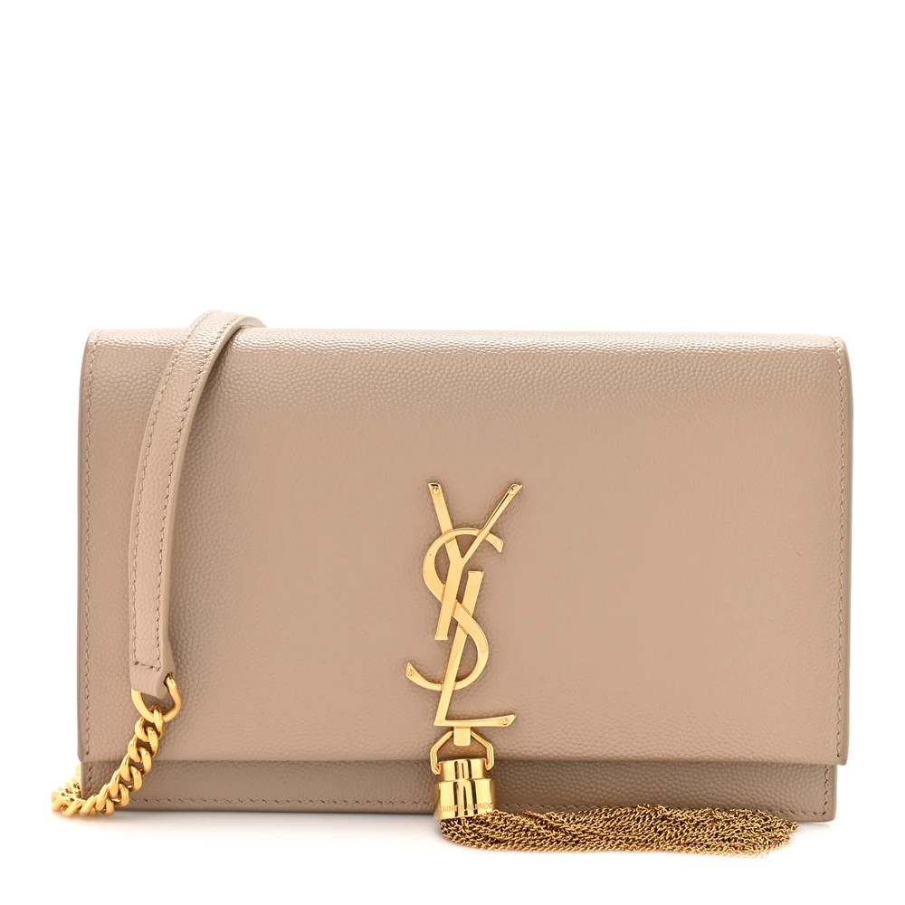 Lushentic Reviews Small Kate Tassel Chain Wallet in Dark Beige