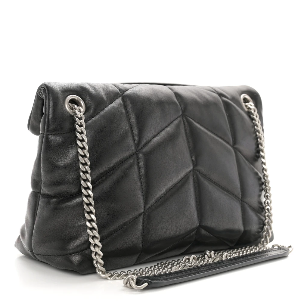 Lushentic Bags Small Loulou Chain Satchel in Black Quilted Lambskin - Image 3