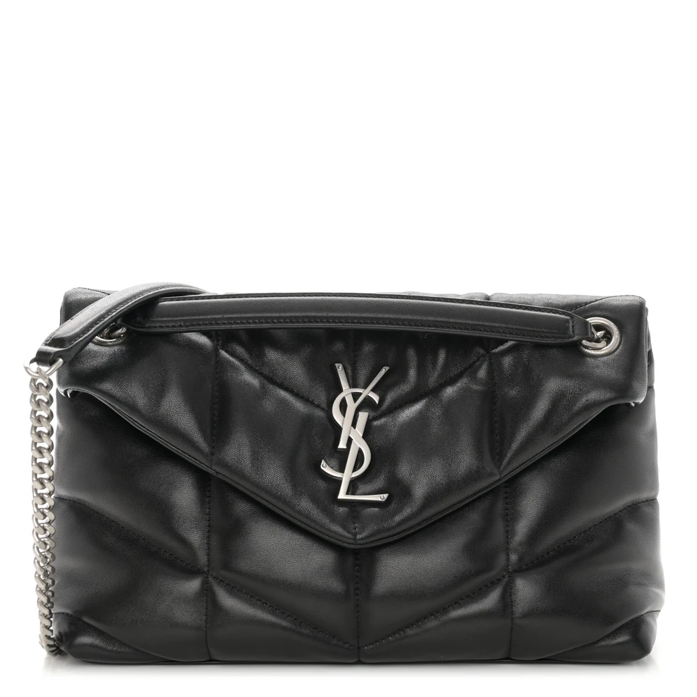 Lushentic Bags Small Loulou Chain Satchel in Black Quilted Lambskin