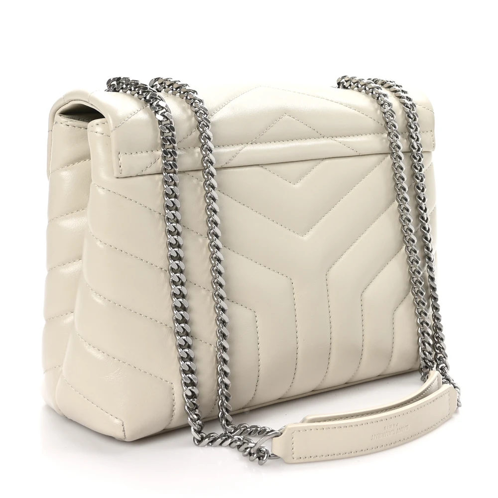 Lushentic Handbags Small Loulou Chain Satchel in Crema Soft Leather - Image 3