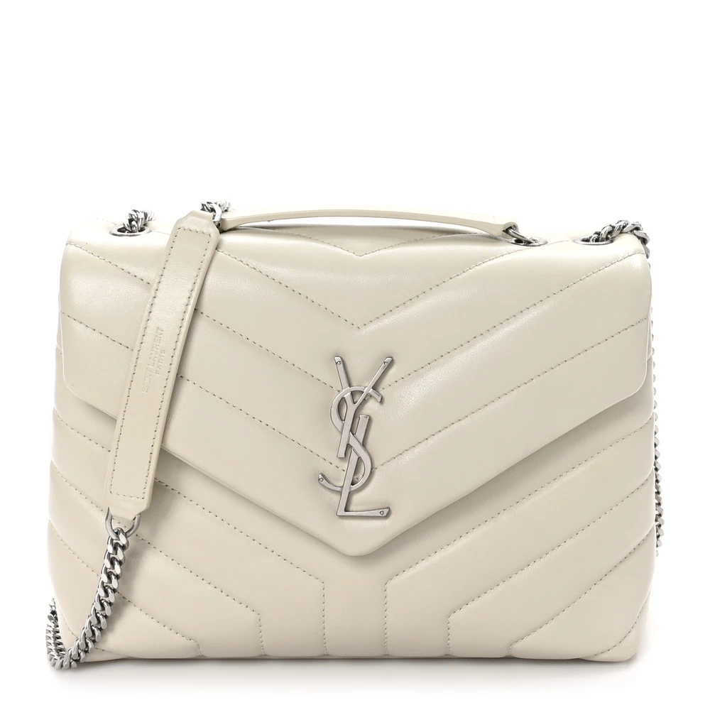 Lushentic Handbags Small Loulou Chain Satchel in Crema Soft Leather
