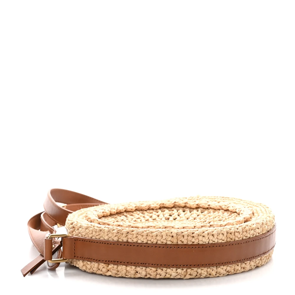 Lushentic Replicas Small Sac Round Bag – Natural Raffia, Aged Gold Hardware - Image 6