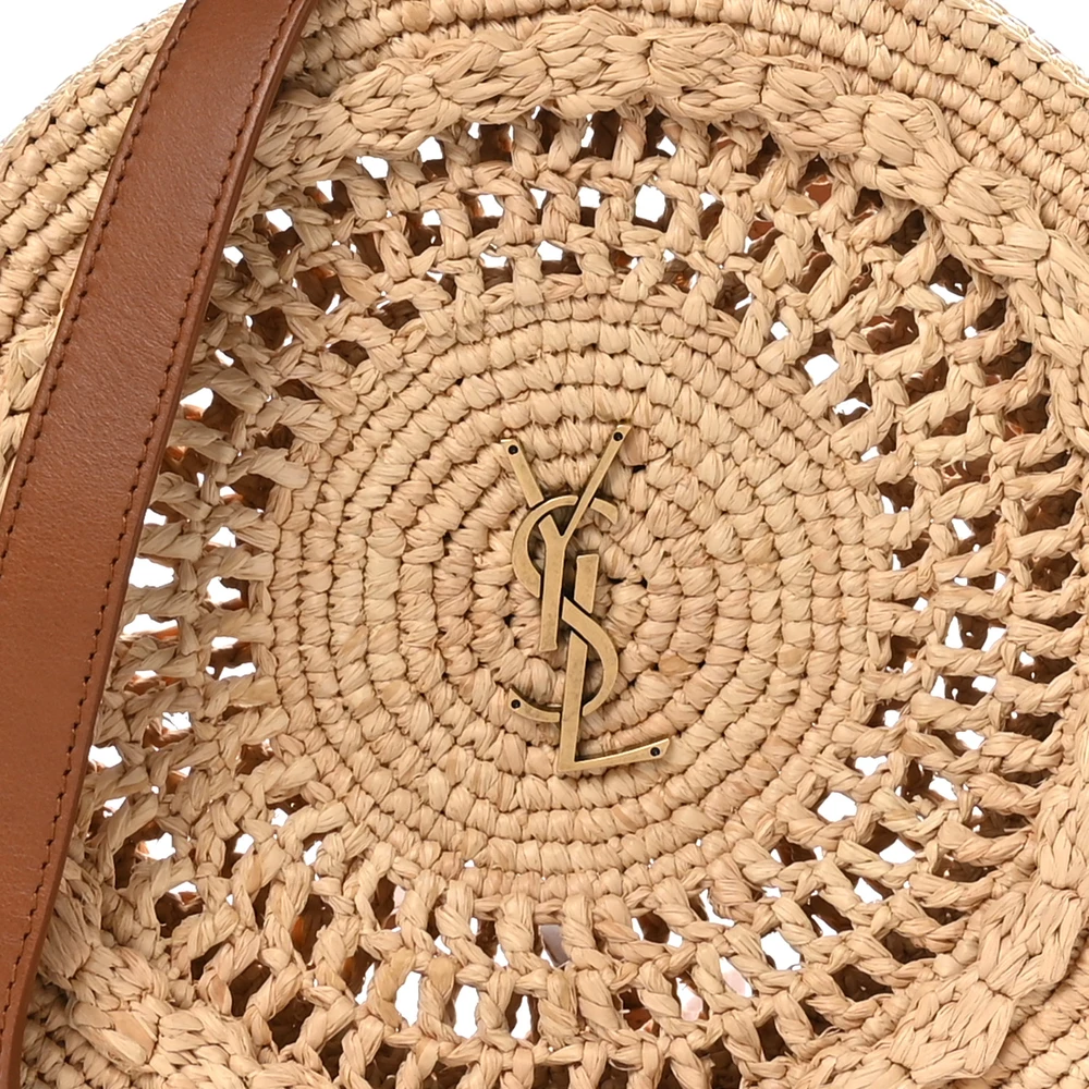 Lushentic Replicas Small Sac Round Bag – Natural Raffia, Aged Gold Hardware - Image 8