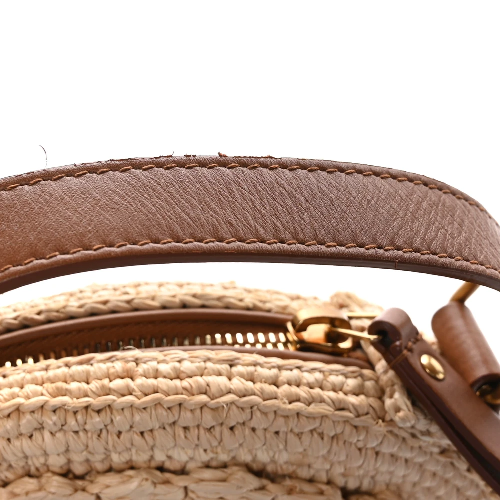 Lushentic Replicas Small Sac Round Bag – Natural Raffia, Aged Gold Hardware - Image 9