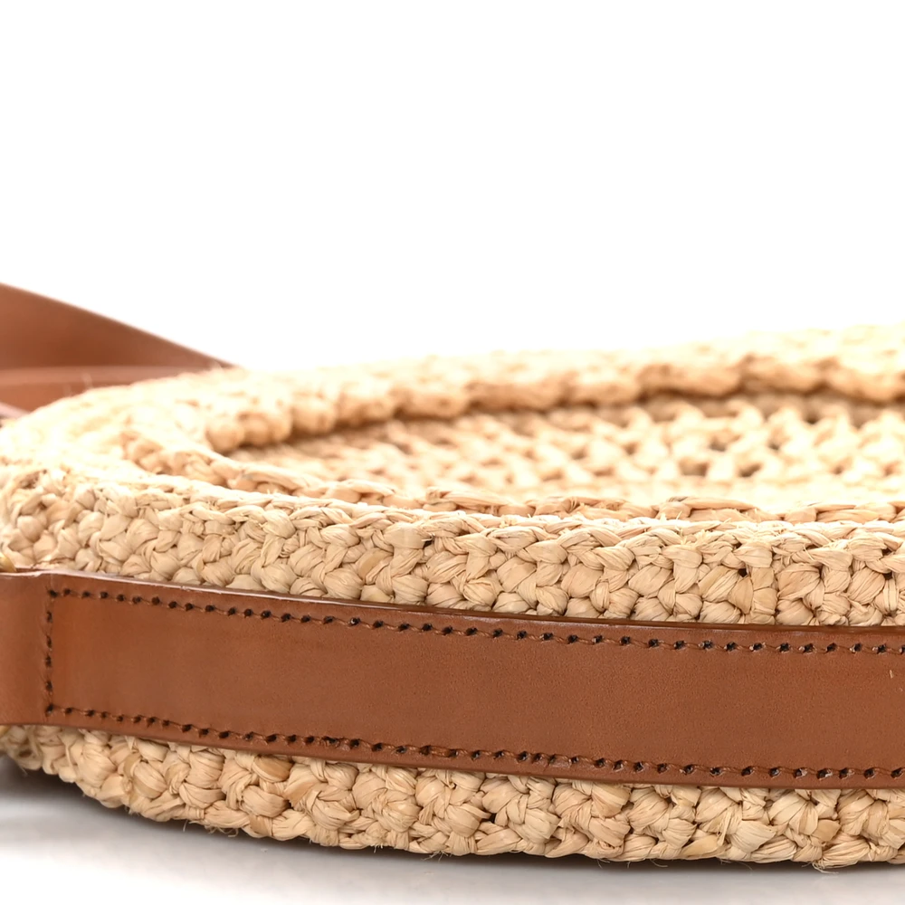 Lushentic Replicas Small Sac Round Bag – Natural Raffia, Aged Gold Hardware - Image 4