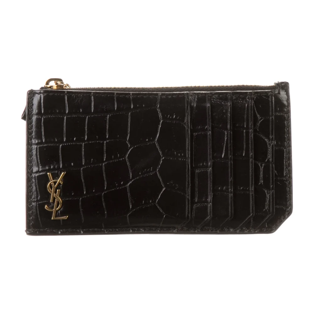 Lushentic Replica Small Wallet Black Embossed Calfskin Leather Gold Hardware
