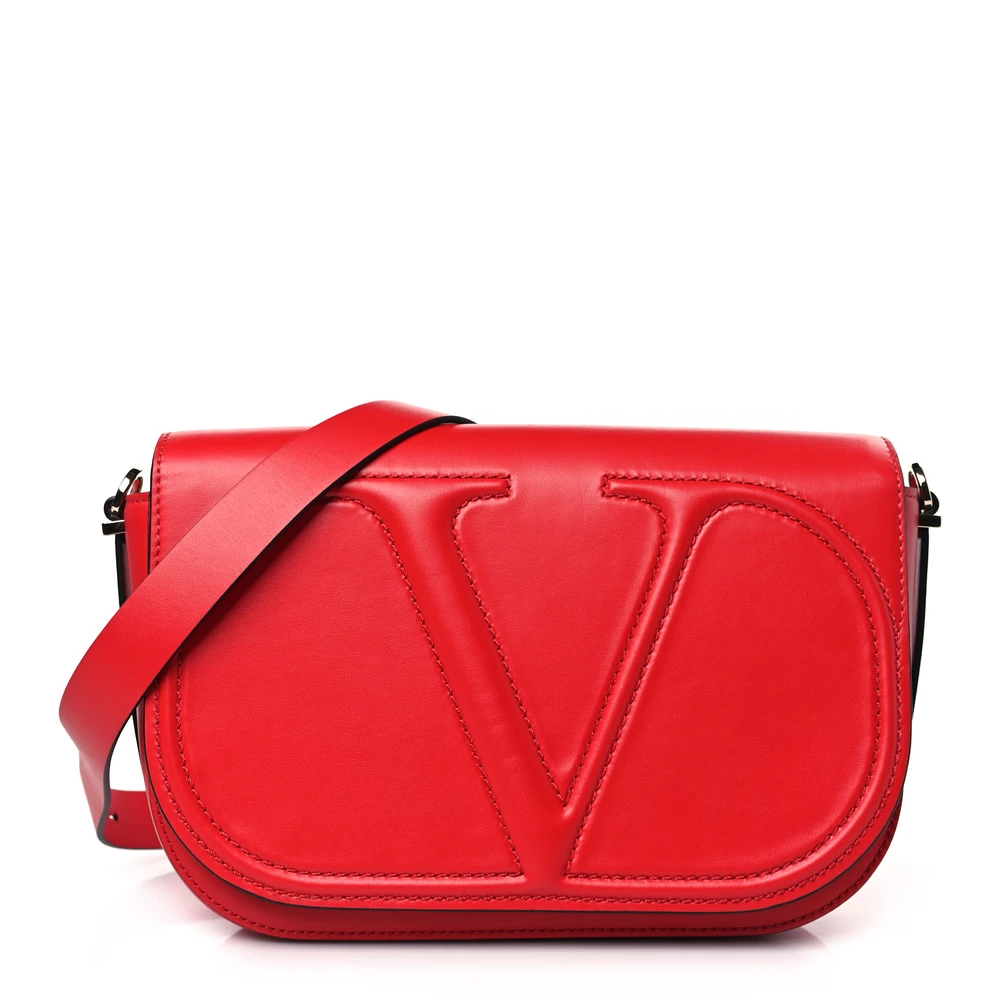 Lushentic Grade Replica Medium Vlogo Walk Shoulder Bag Rouge Pur Calfskin